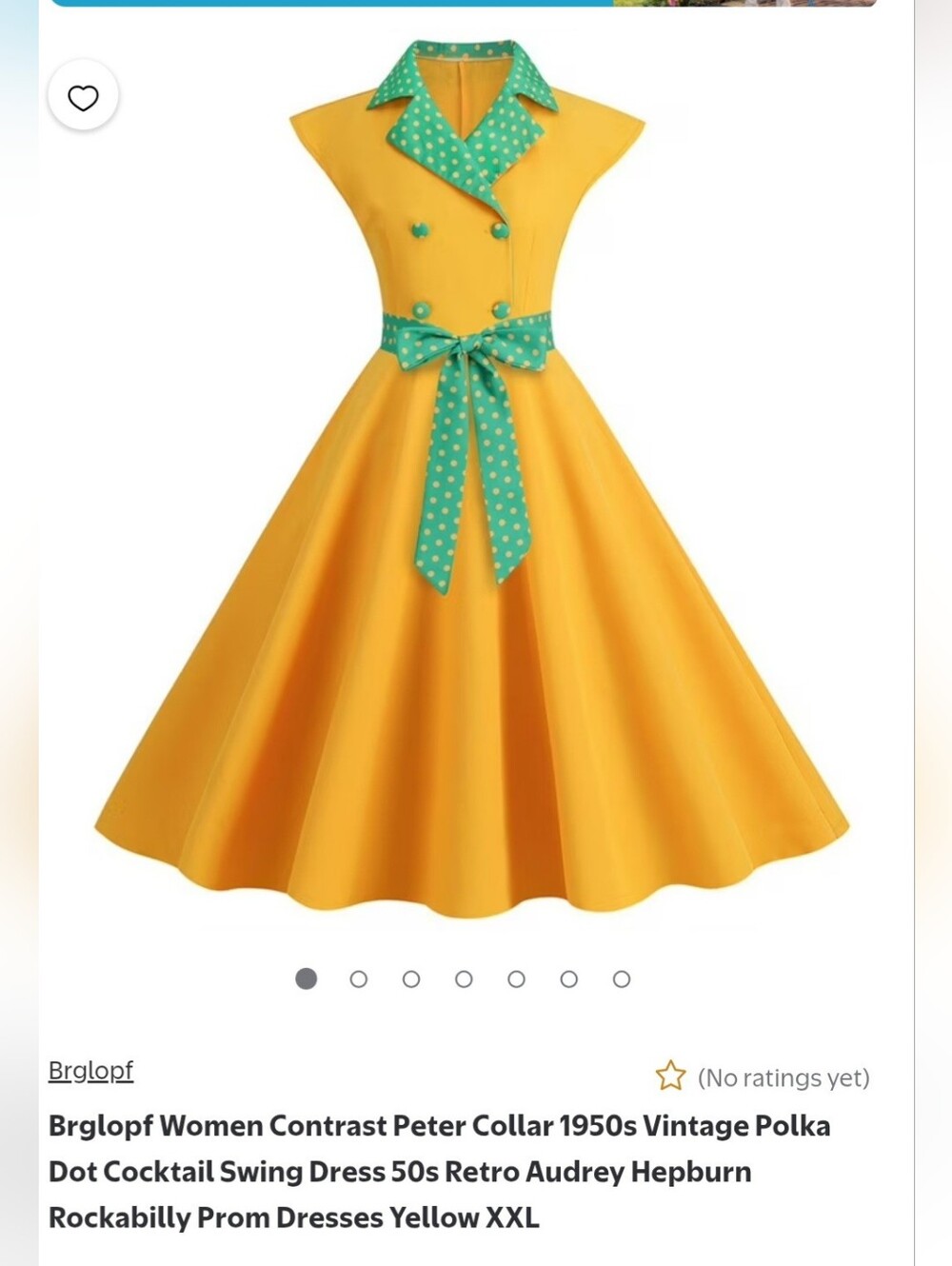 Yellow Swing Dress with Teal Polka Dot Trim. BB 31